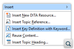 Action to Insert a Key Definition with Keyword