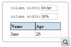 Edit Table Column Specification Values Using Form Controls