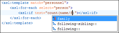 Content Assistant on XSLT showing input elements